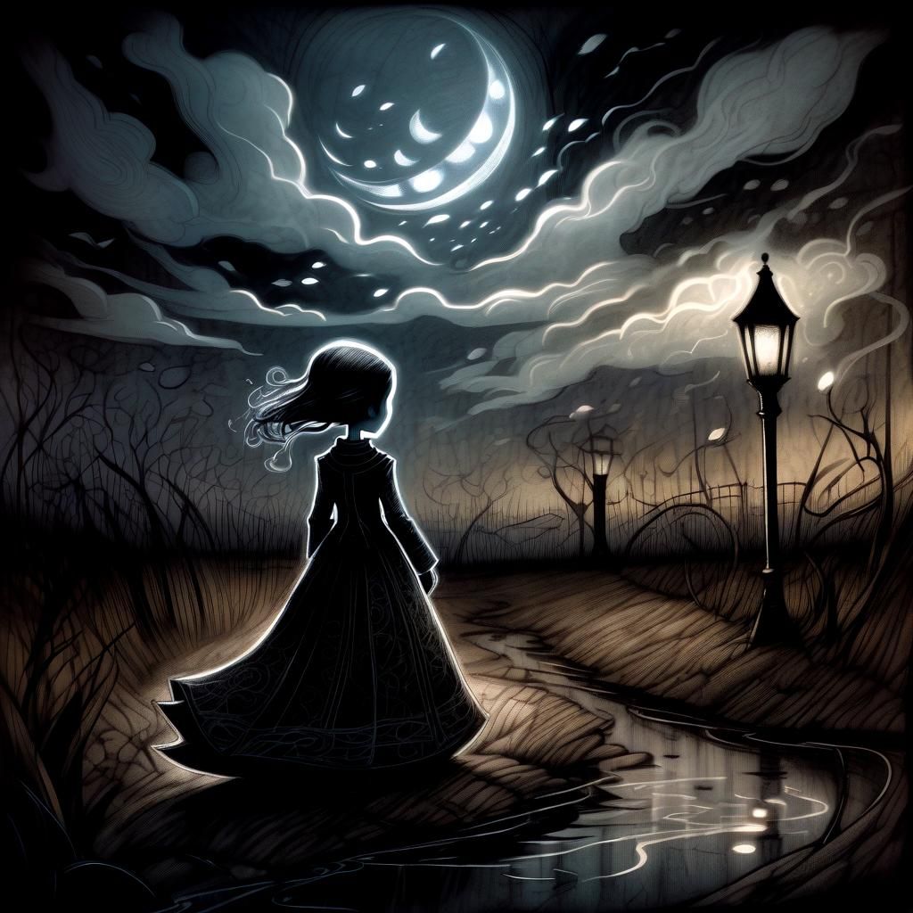 Evening Stroll: Doodle Art in Pen and Ink