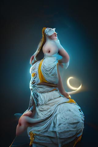 Renaissance Moon Goddess in Hyperrealistic 3D