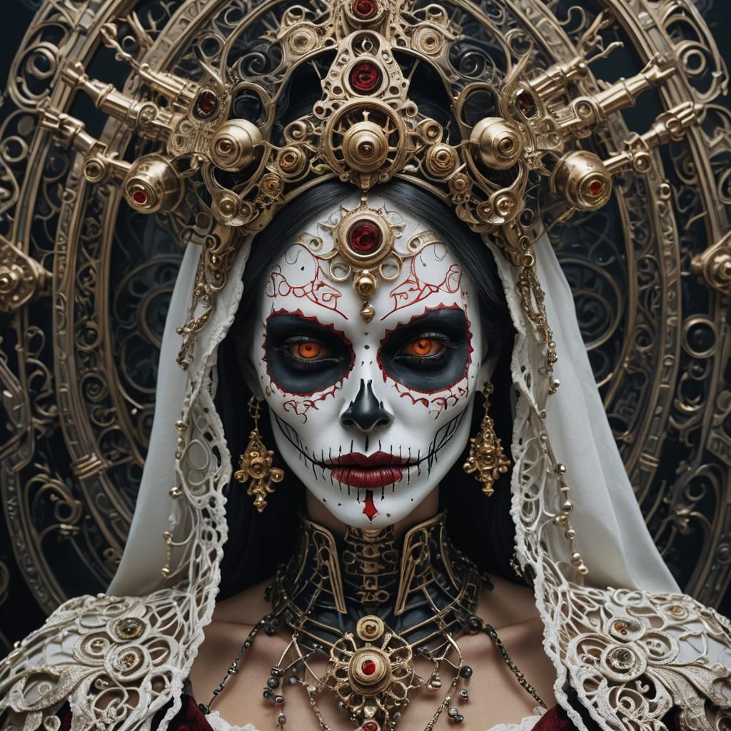 Santa Muerte Cyborg Vampire in Ultra-Realistic Photo