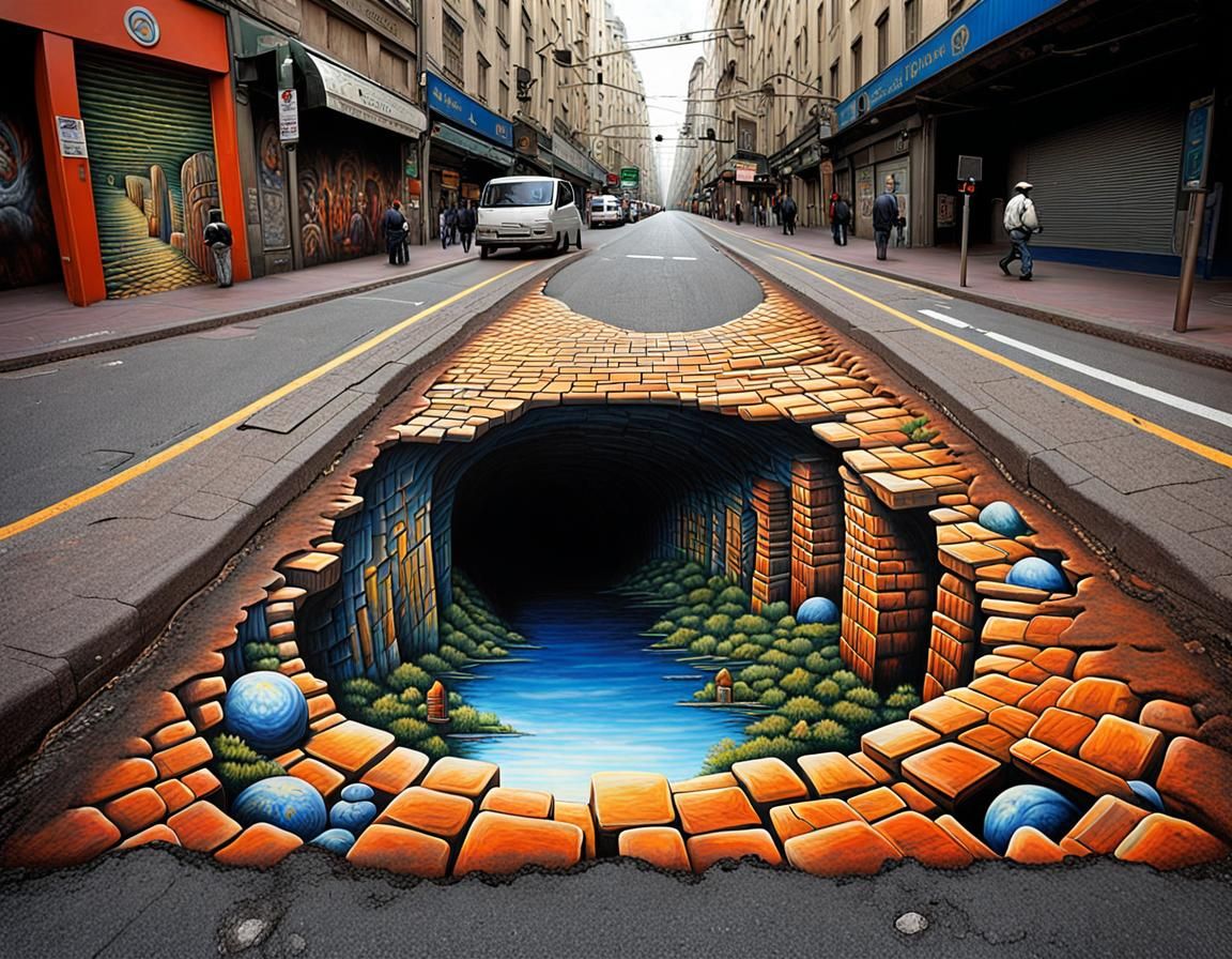 Optical Illusion Street Art of Underground City