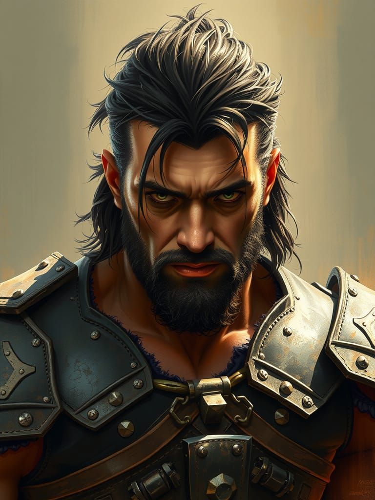 Dynamic Warrior Male in Earthy Tones