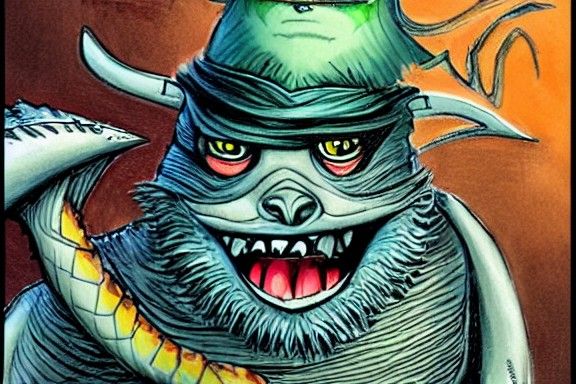 Penguin Demon in Fantasy Art Style