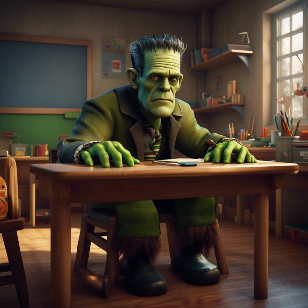 Frankenstein's First Day: Kindergarten Classroom, Matte Pain...