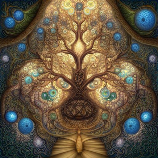 Joyful Alien Dragon-Mice in Cubist Blossom Garden