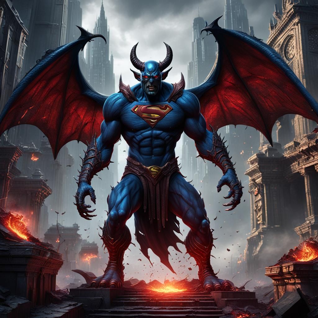Demonic Superman: Detailed Matte Painting