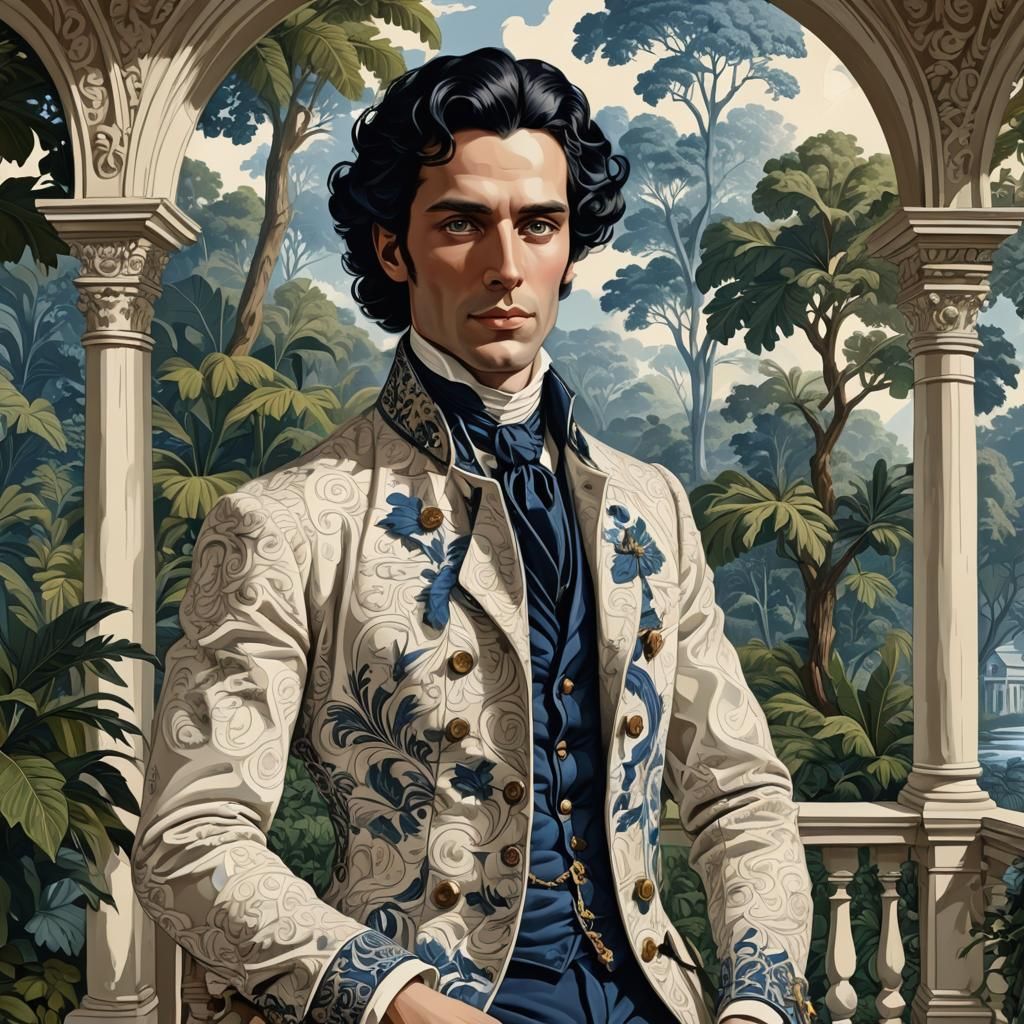 19th Century Nobleman Admiring Jamaican Nature