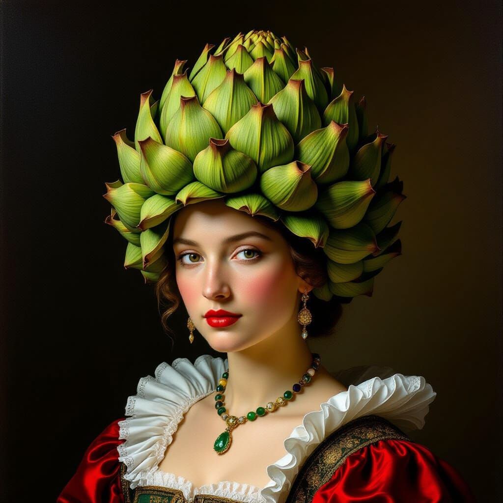 Renaissance Woman in Artichoke Hat