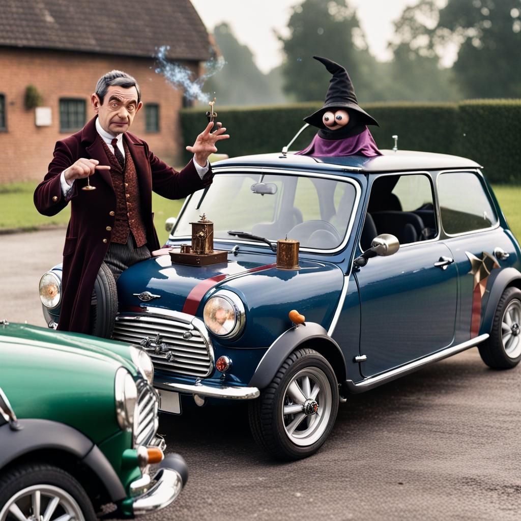 Mr. Bean Warlock Casting Magic on Mini Cooper
