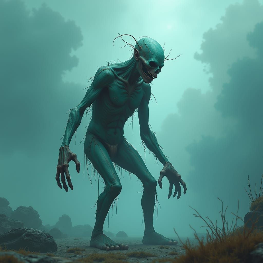 Grotesque Character in Teal Fantasy Artscape