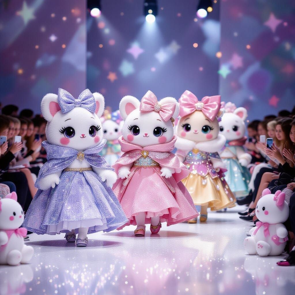 Adorable Creatures Fashion Show in Whimsical Digital Art