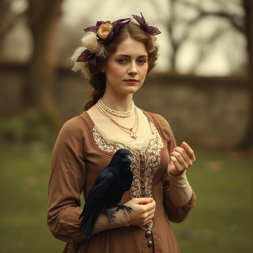 Edwardian Woman with Crow