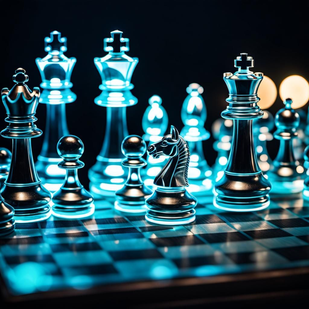 Luminescent Chessboard with Transparent Glowing Pieces