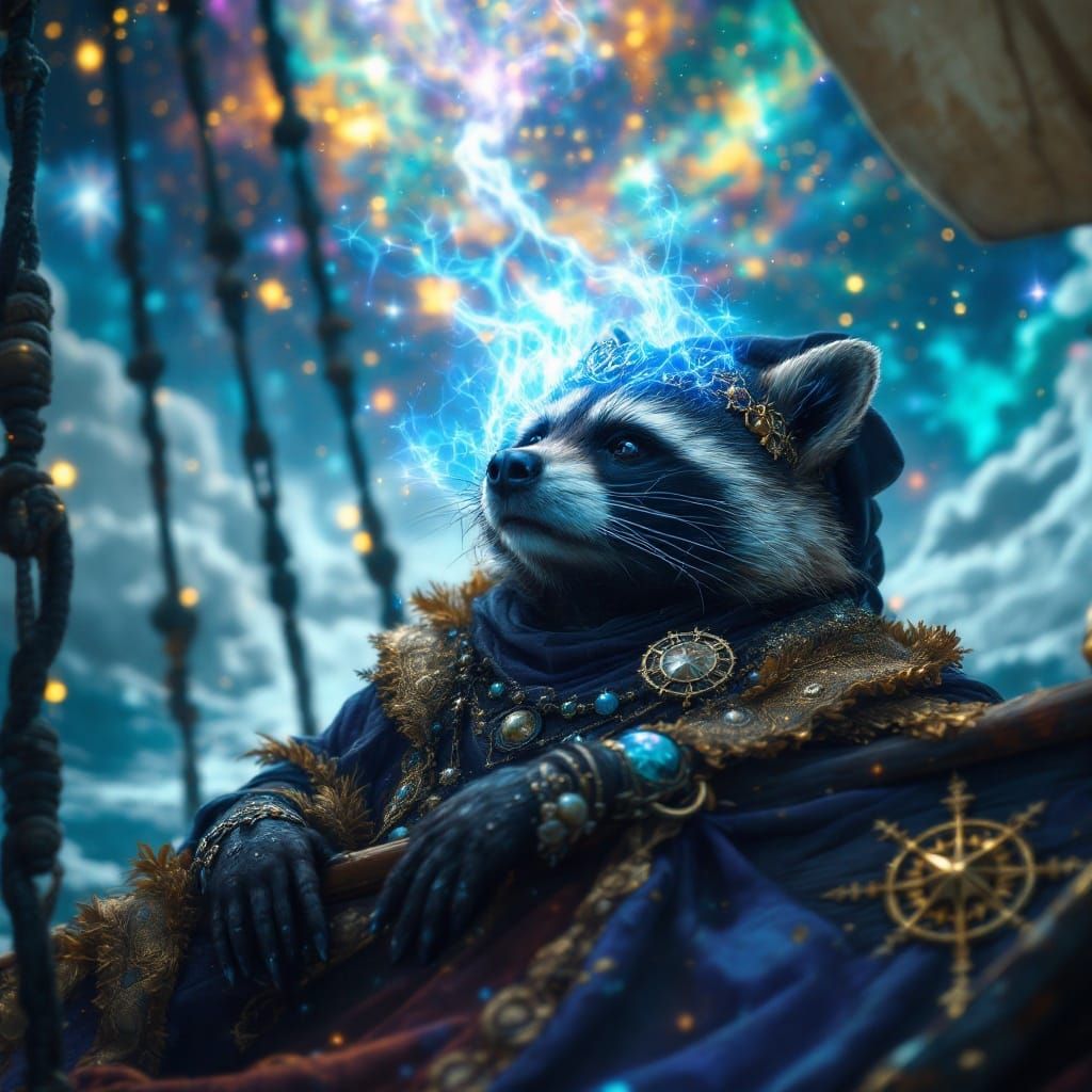 Mystical Raccoon Healer Confronts Cosmic Vistas on Astral Sh...