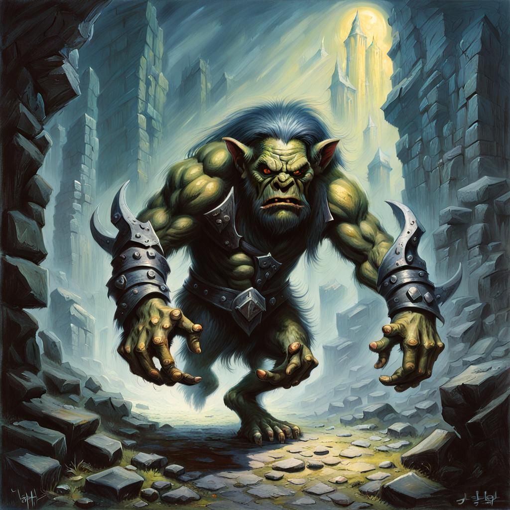Menacing Dungeon Troll Approaching the Camera