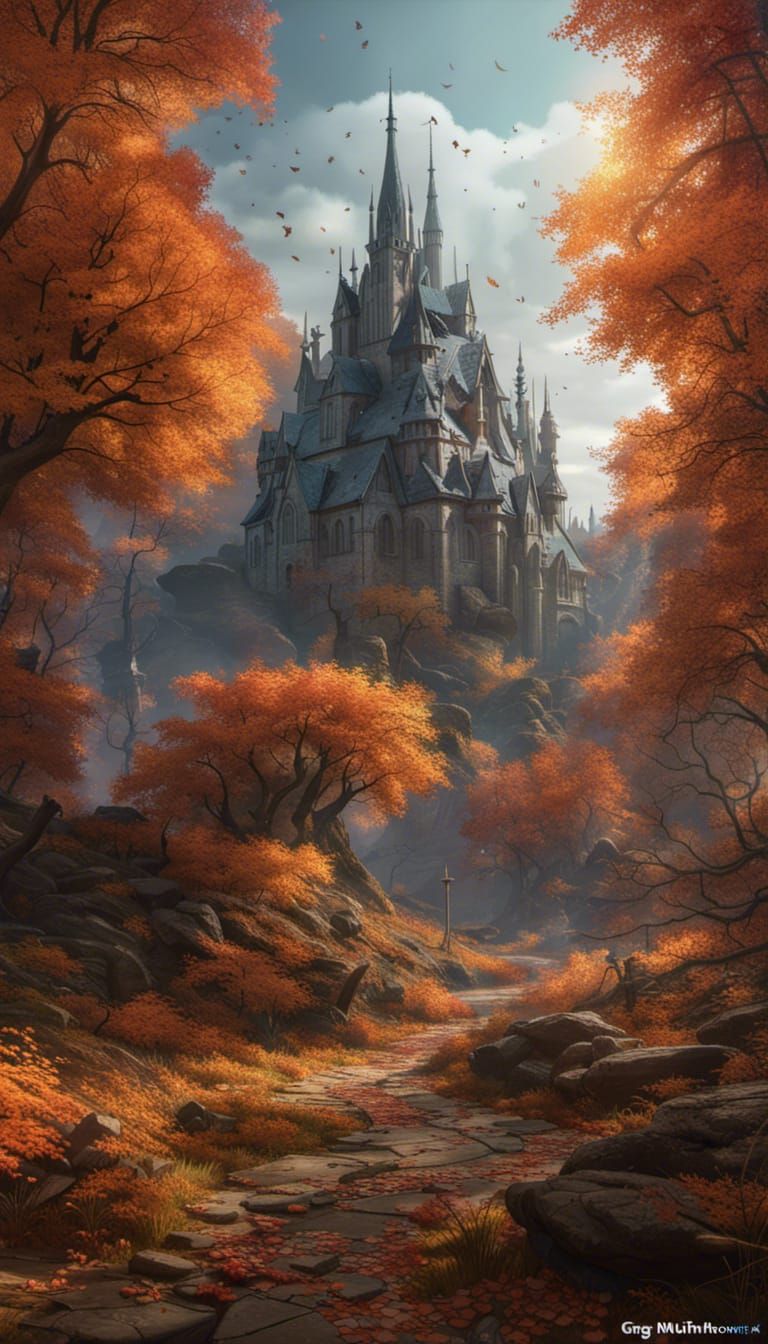 Magical Autumn Forest: Hyper-Realistic Digital Illustration