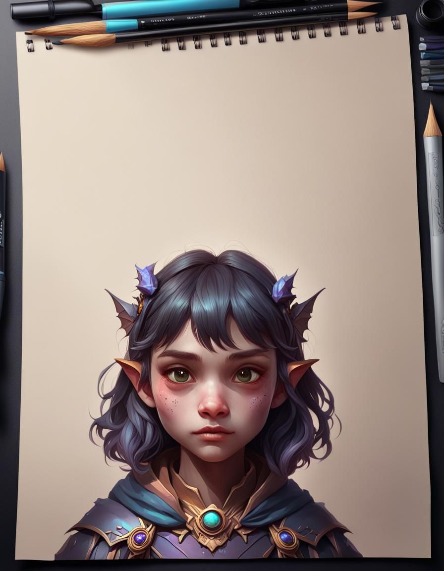 Cute Bat Portrait in Art Nouveau Style