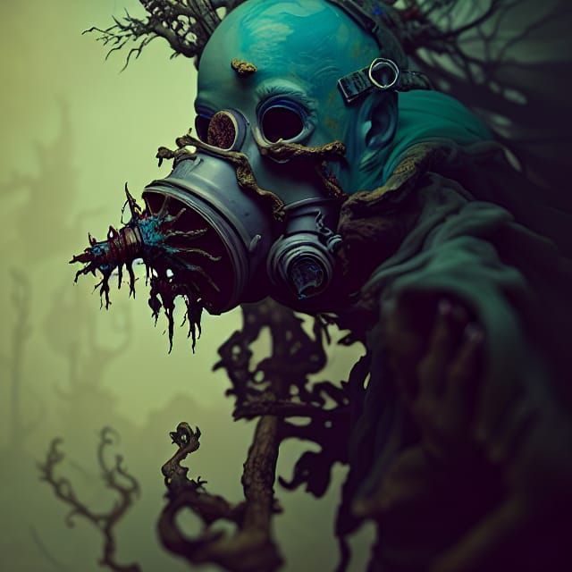 Rotting Cadaver in Hazmat Suit, Hyperdetailed Fantasy Art