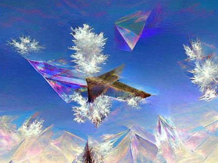 Geometric Bird in Crystalline Skyward Flight