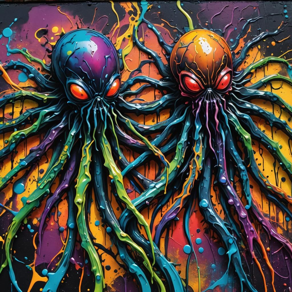 Arachnid Wax Benders in Vibrant Street Art