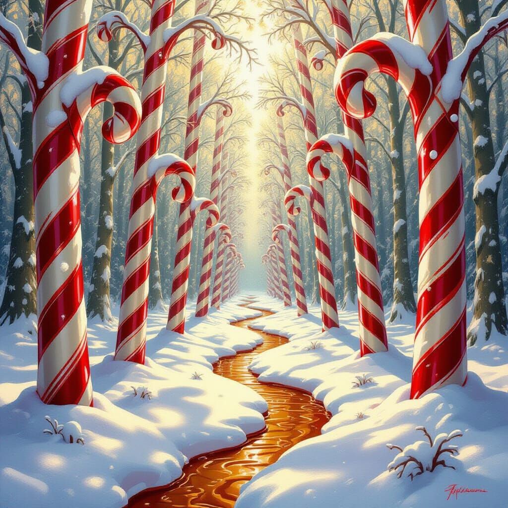 Candy Cane Forest with Hard Candy Leaves