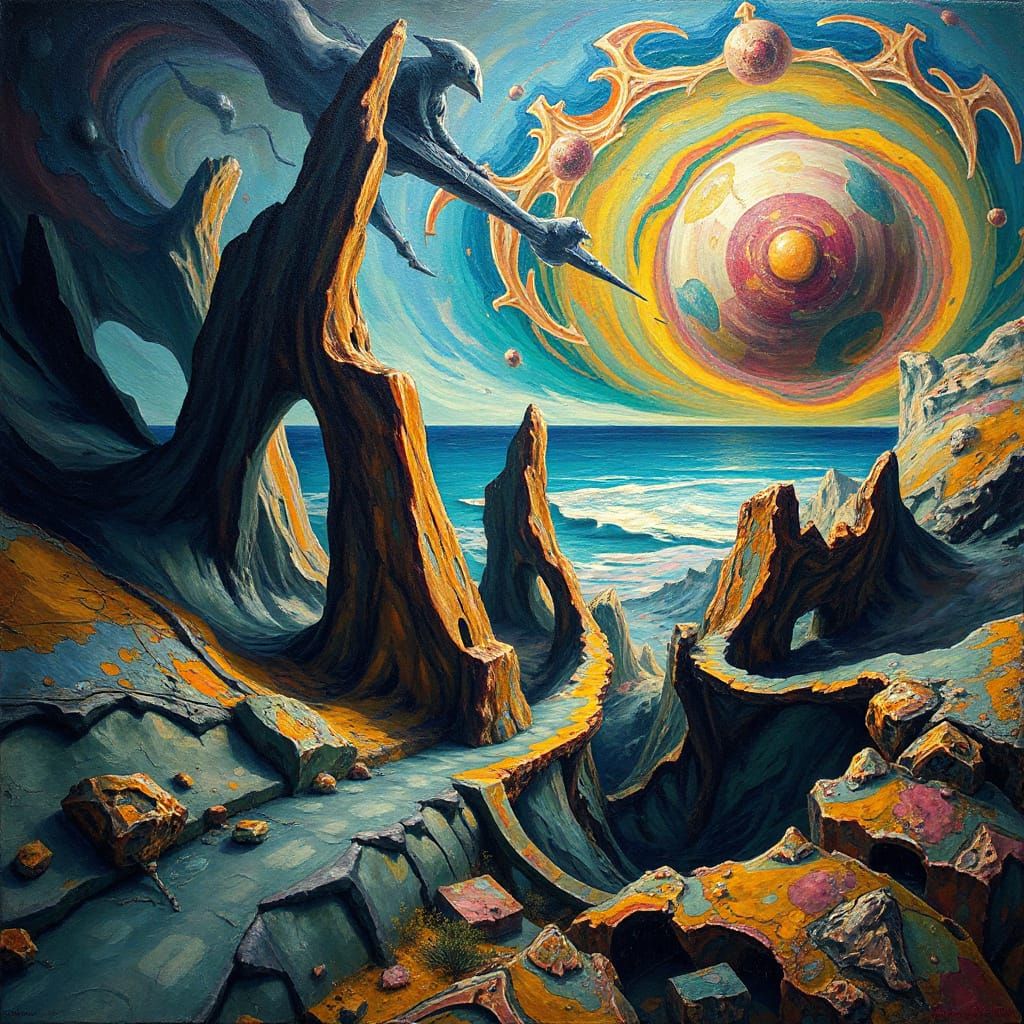 Surreal Abstract Landscape with Swirling Colors