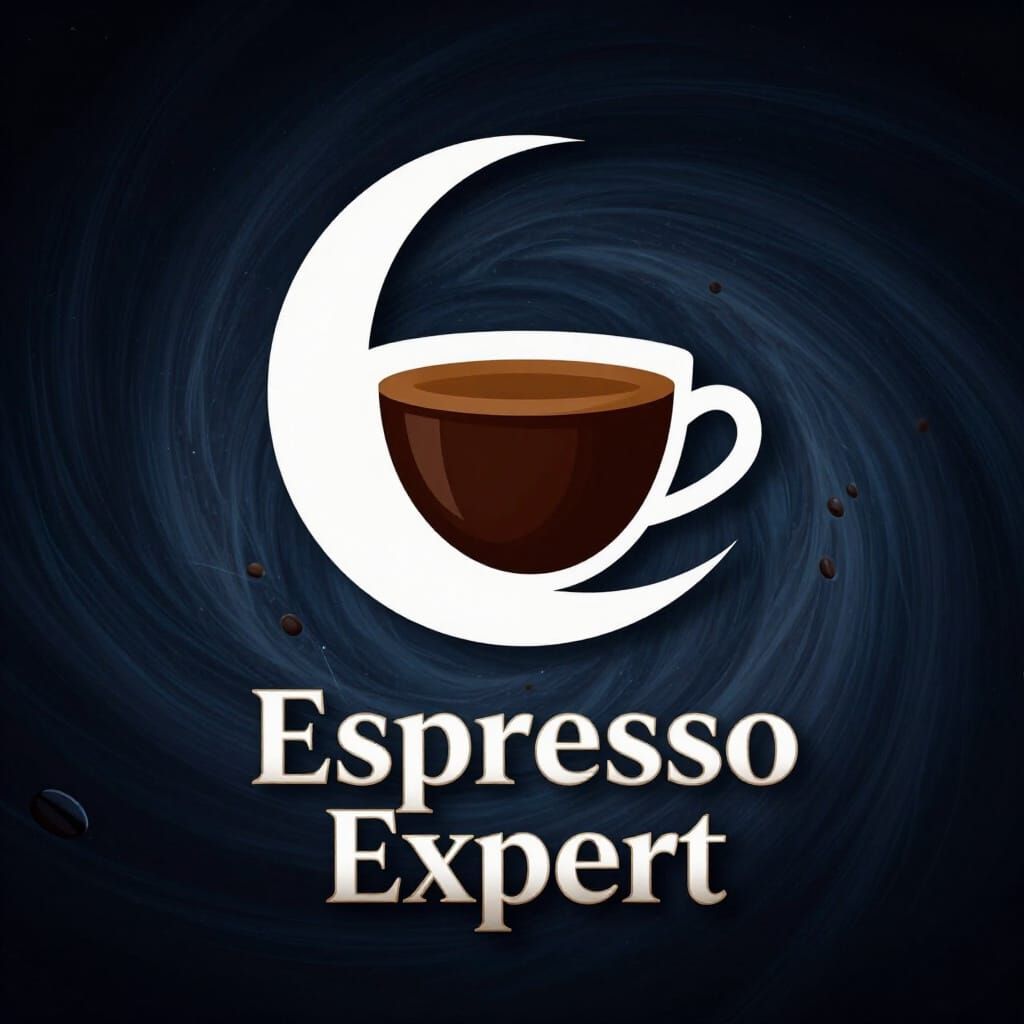 Eclipse Espresso Expert Logo: Moon Eclipsing Coffee Cup