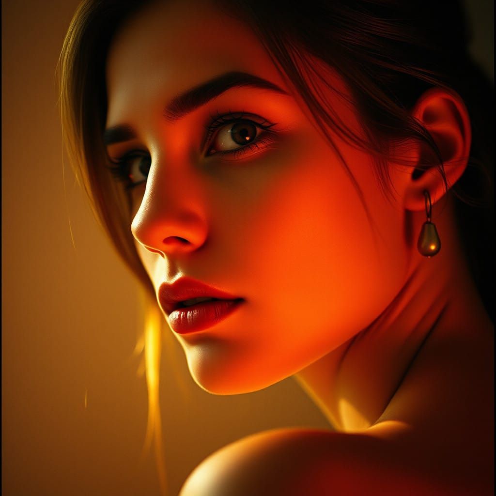 Demure Model Captured in Warm Cinematic Lighting