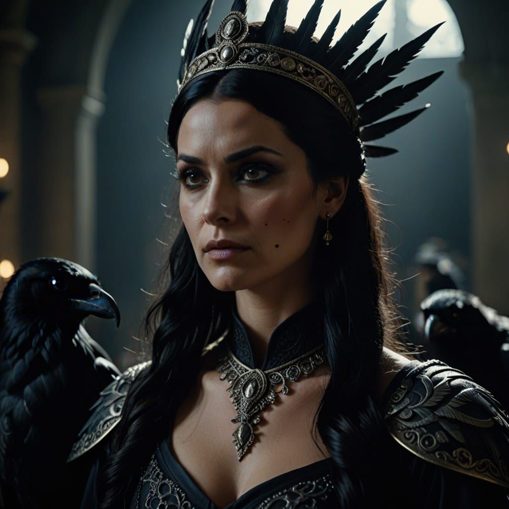 Germanic Queen Rules Dark Kingdom in Hyperrealistic Portrait