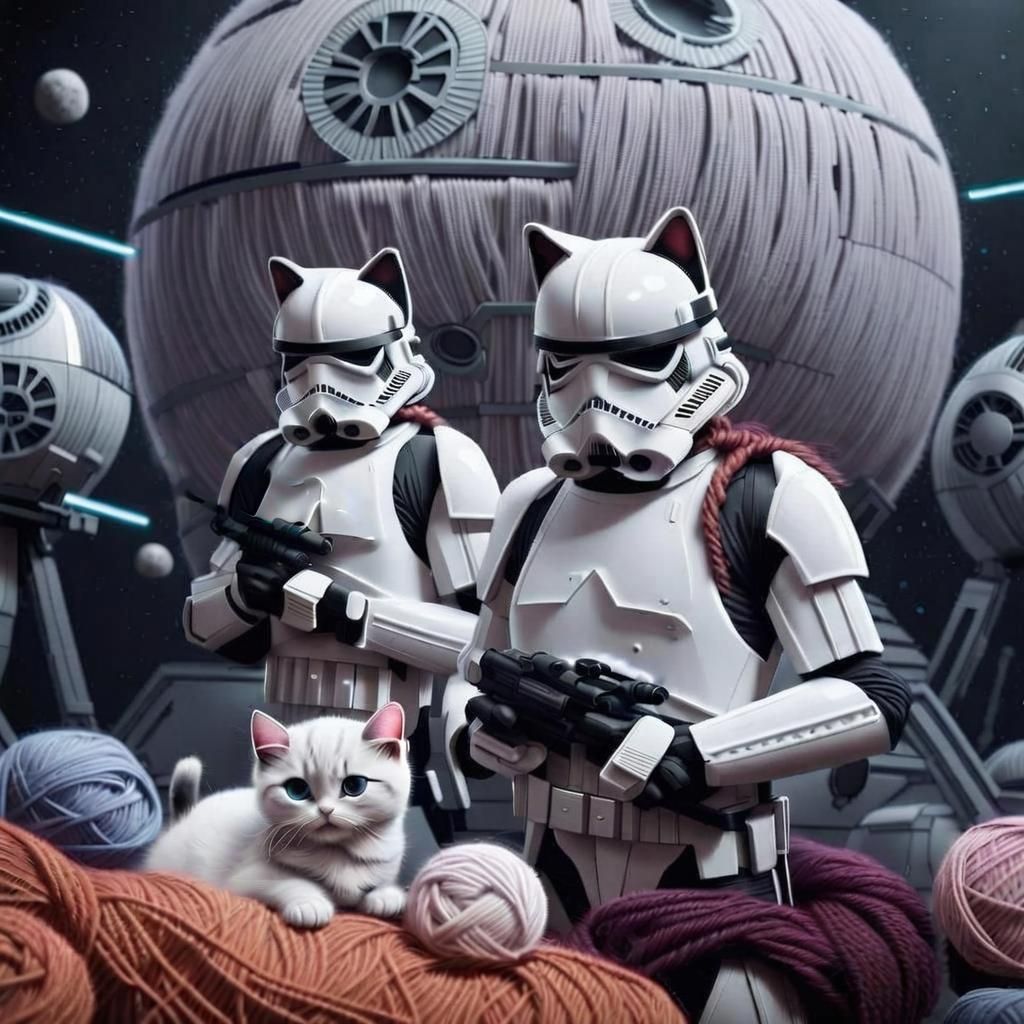 Stormtrooper Kittens Guard the Yarn Death Star