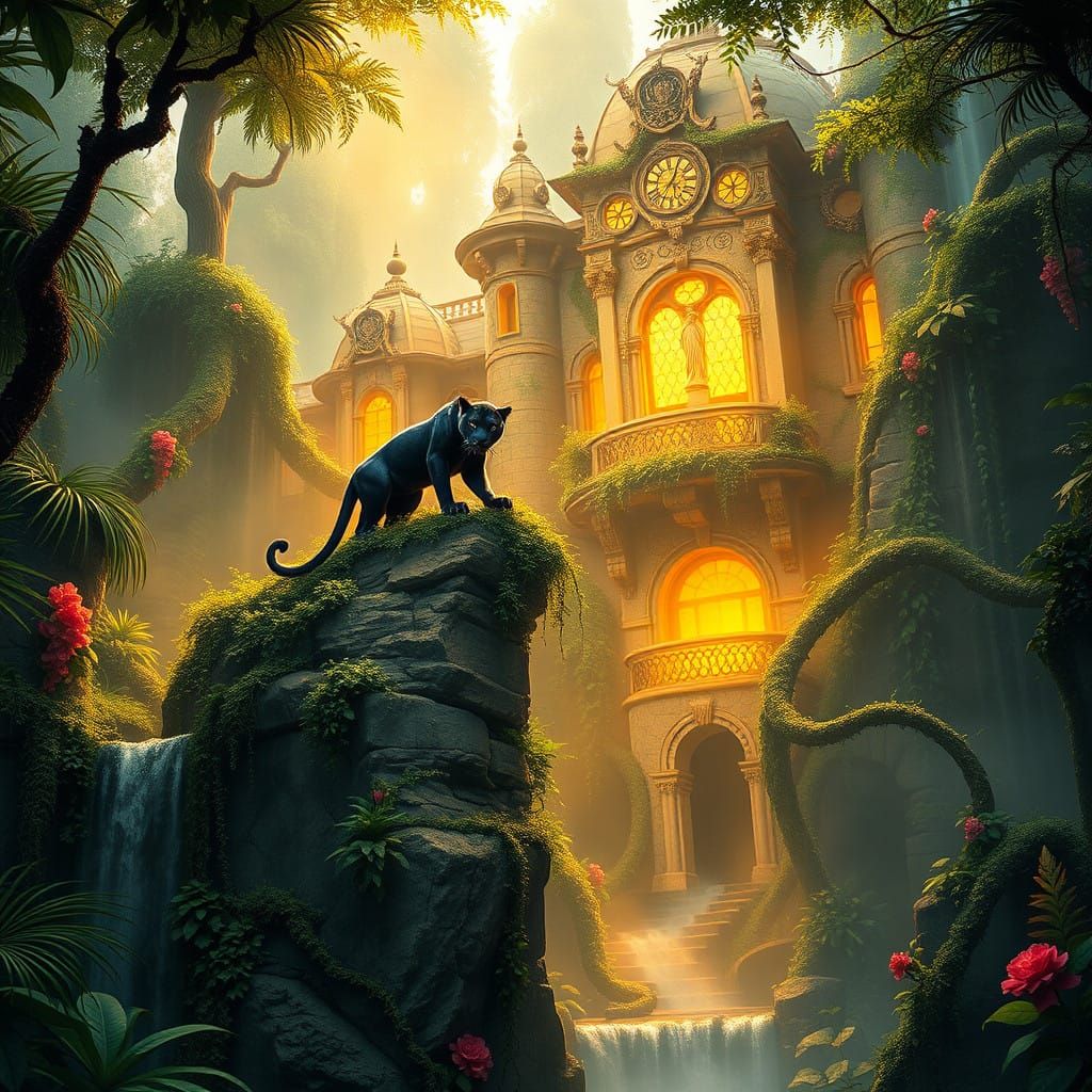 Golden Fantasy Mansion in Jungle Paradise