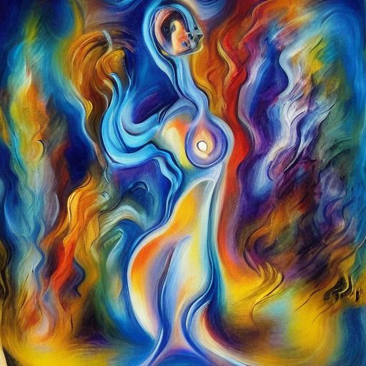 Woman in Holographic Echoes: Surrealist Fauvist Expressionis...