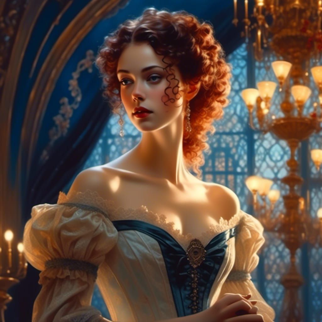 Rococo Lady in Velvet and Lace Portrait