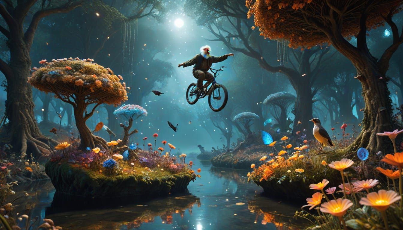 Surreal Tea Party on Floating Island in Ethereal Style