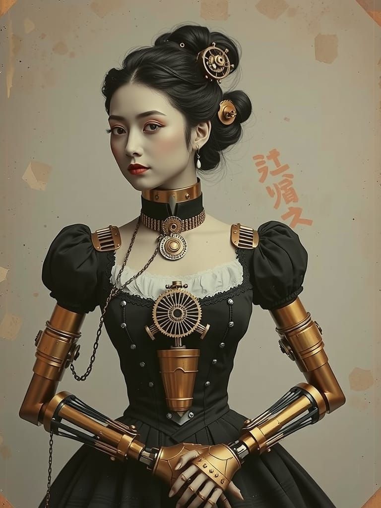 Steampunk Automaton Portrait in Victorian Style