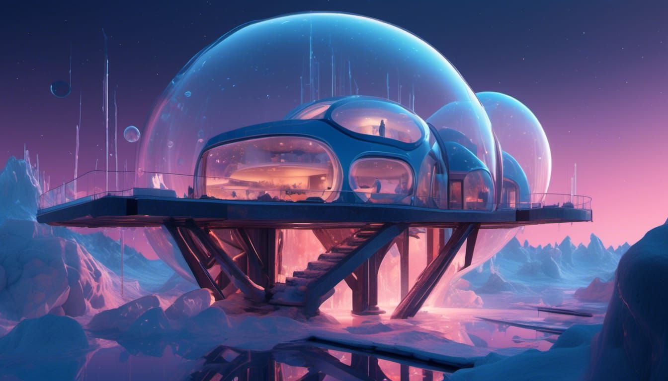 Saturn Moon Lodge: Futuristic Concept Art