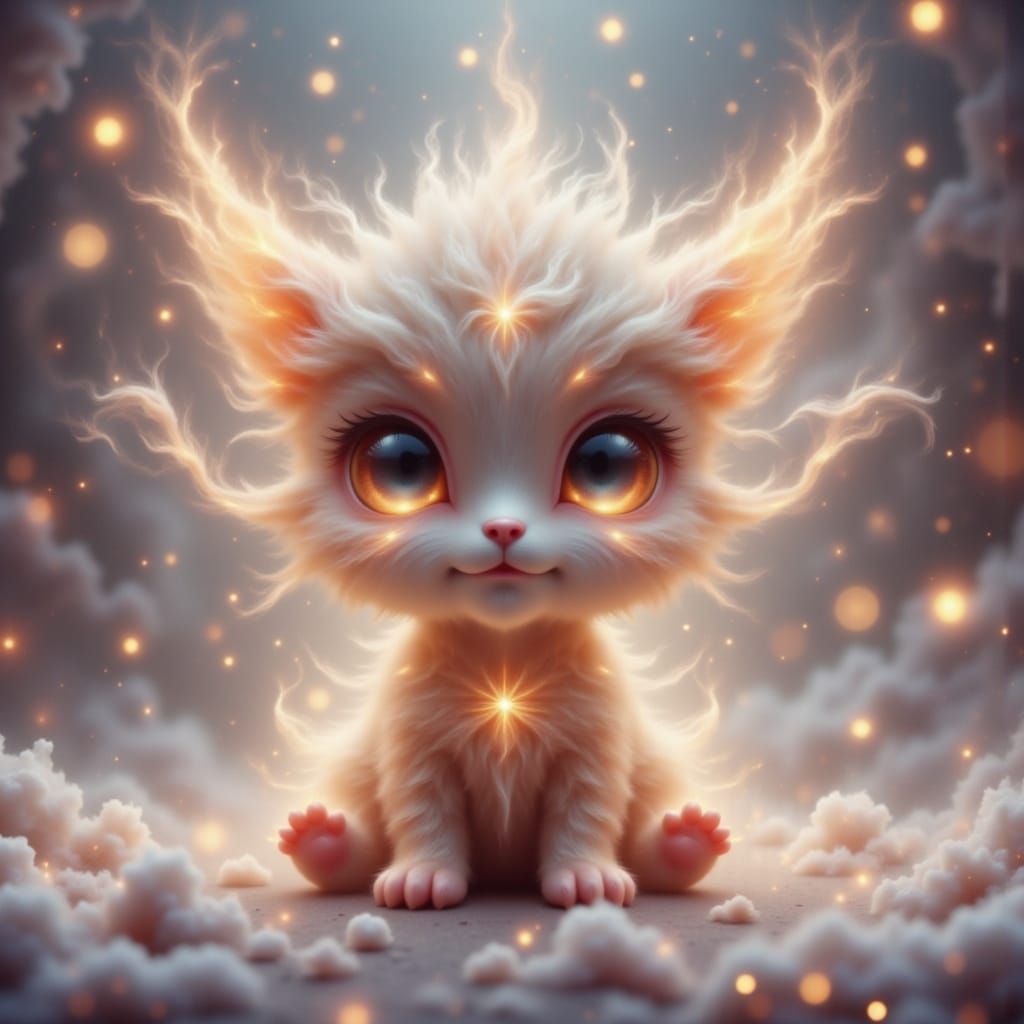 Baby Luminth Creature with Luminous Eyes