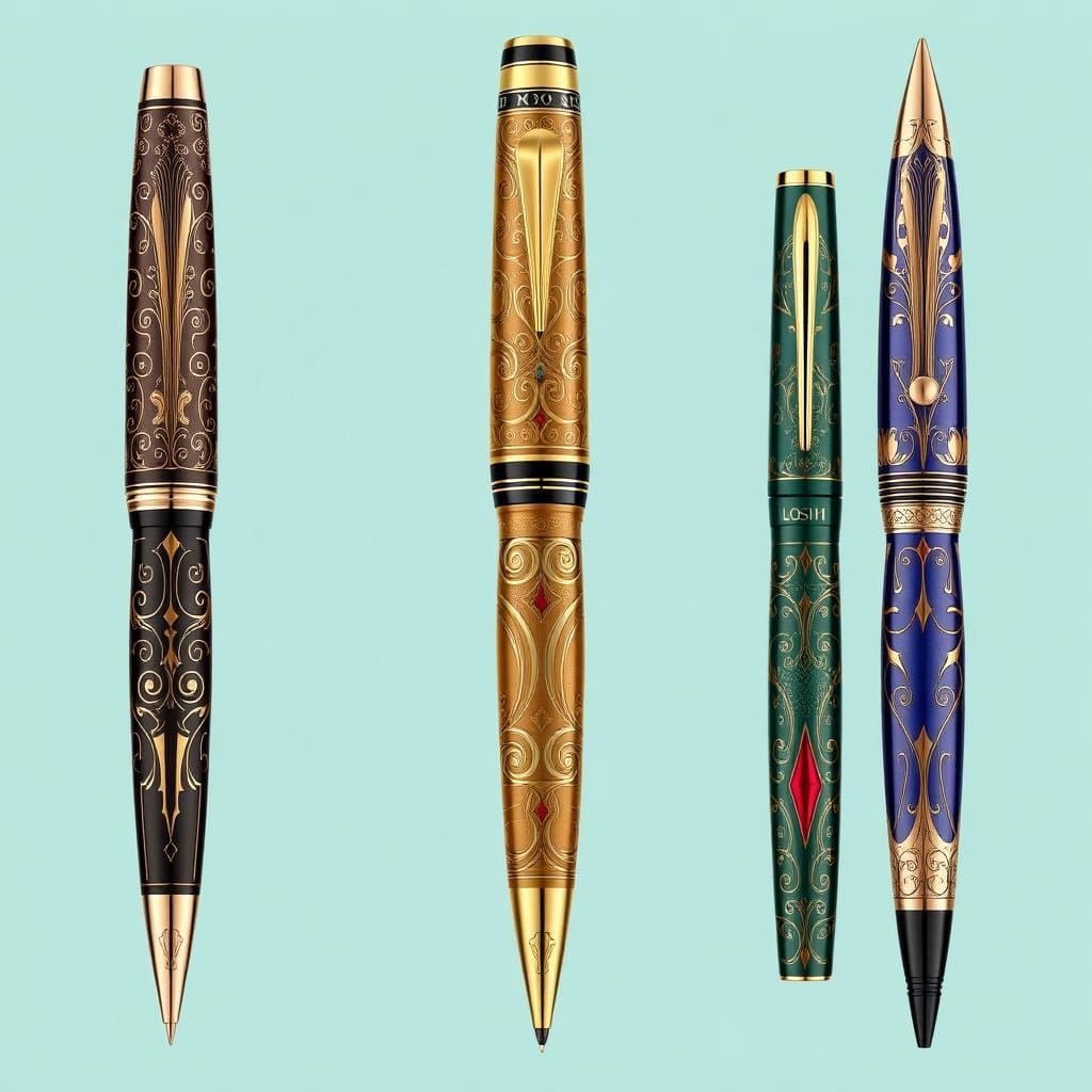 Luxurious Art Deco Pens with Intricate Designs