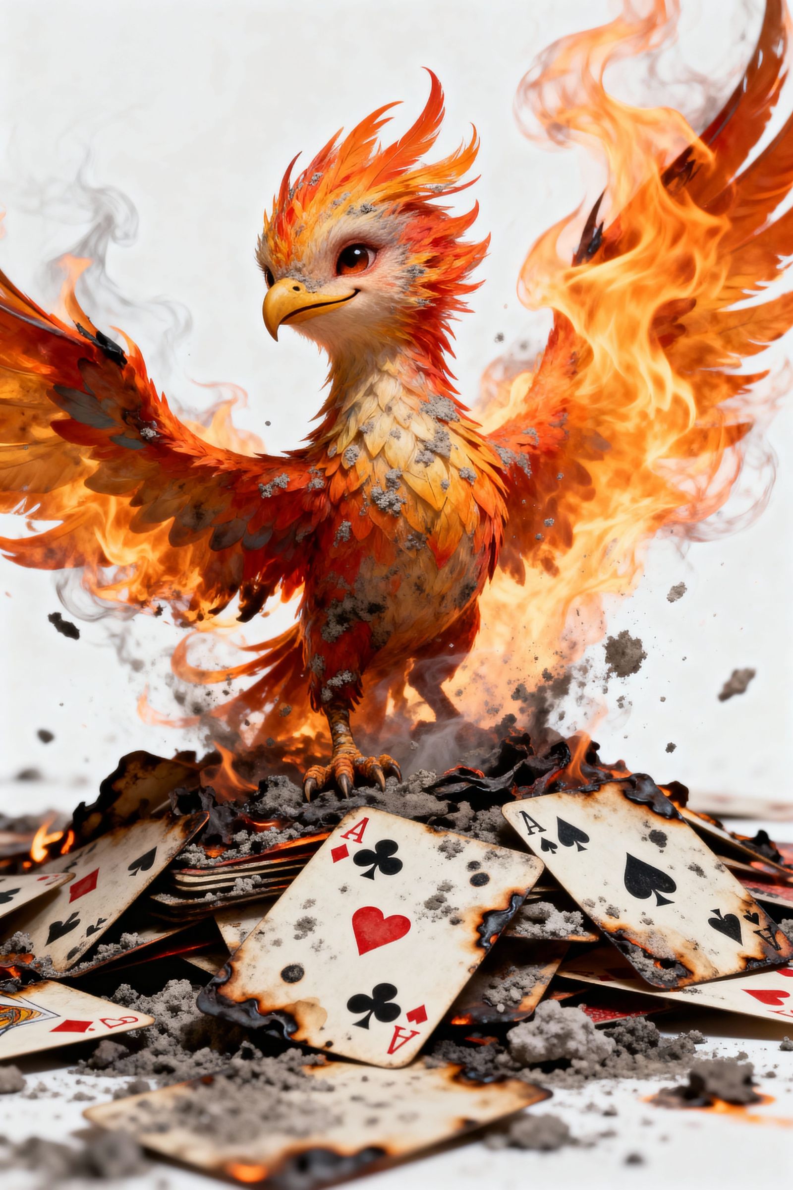 Baby Phoenix Rises From Burning Cards