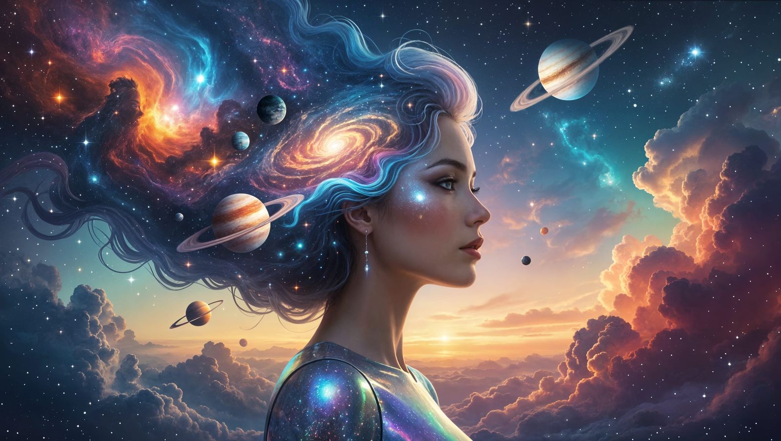 Galactic Goddess in Cosmic Nebulae