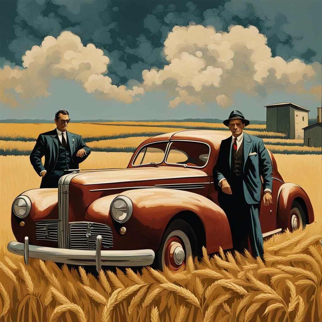 1940s Italian Mafia in Wheat Field