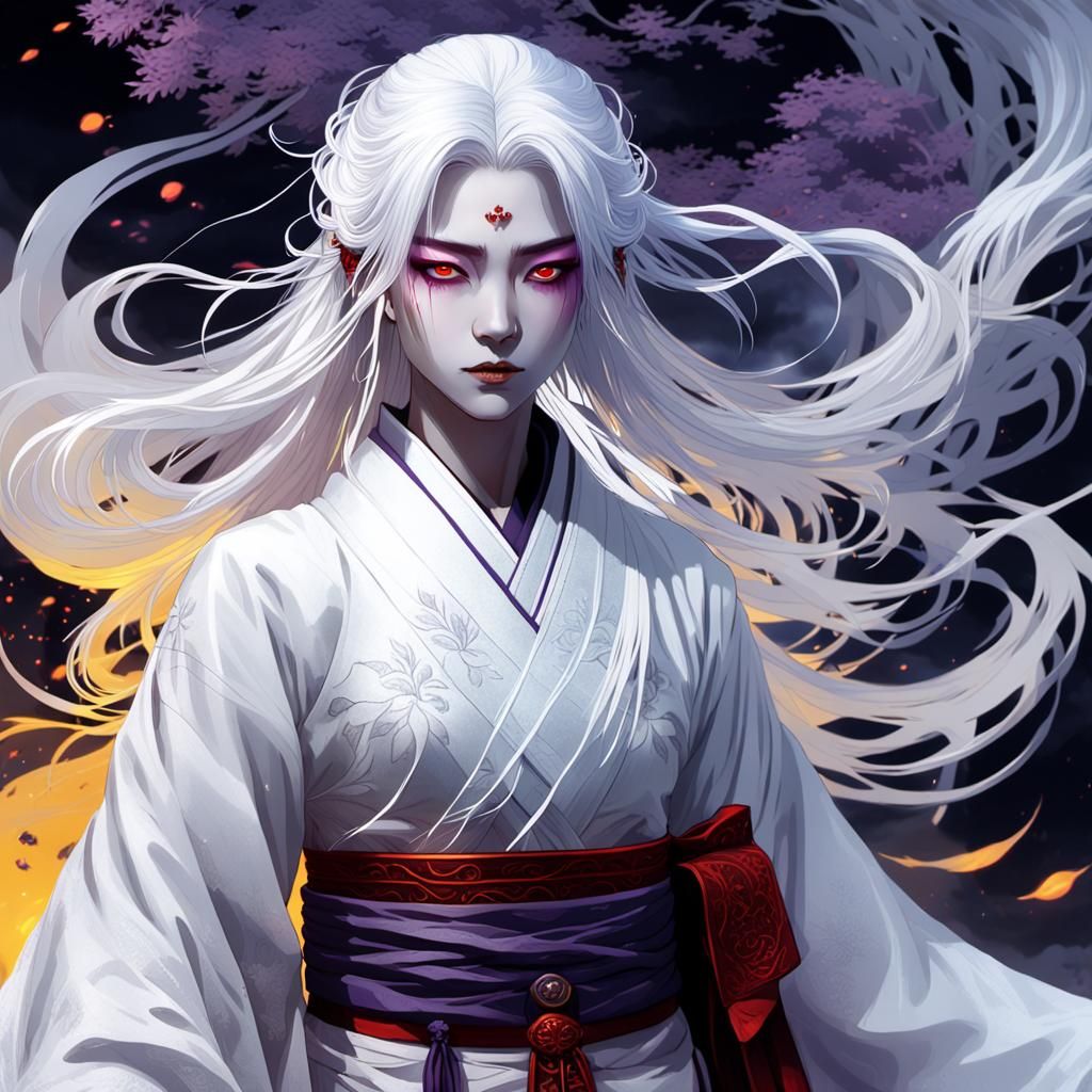 Ethereal Yuki onna in Art Nouveau-Inspired Linework