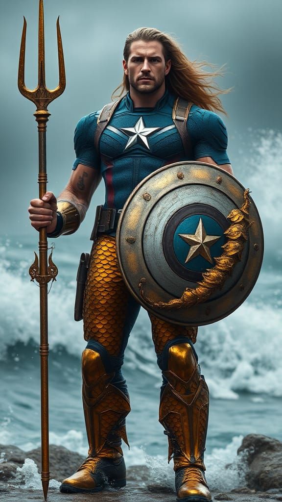Hybrid Hero: Captain America and Aquaman Fusion