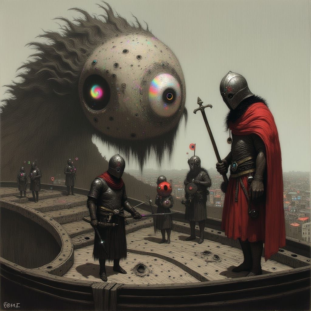 Ancient Greek Warriors Battle the One-Eyed Giant on a Warshi...