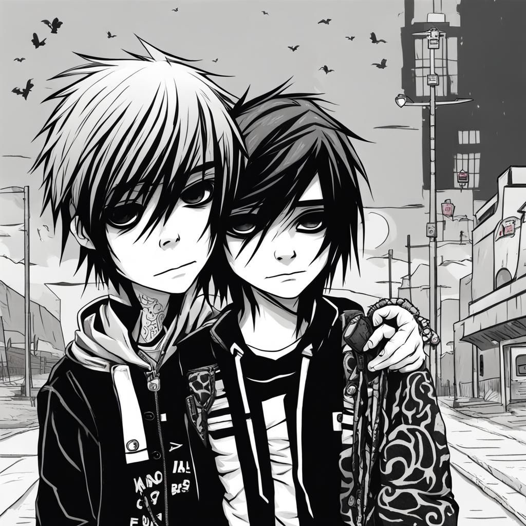 Cute Emo Couple Digital Art