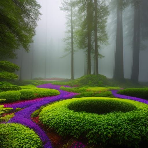 Creepy Ghost in Misty Enchanted Flower Garden