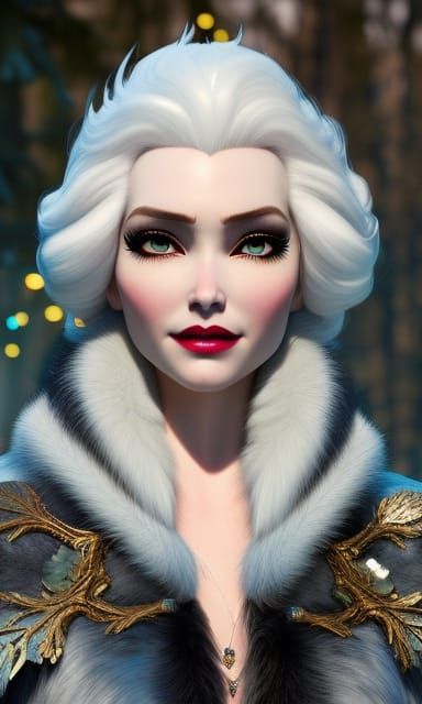 Majestic Winter Goddess Portrait in Art Nouveau Style