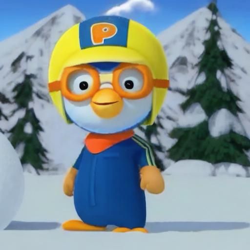 Cute Pororo Character in Detailed Matte Painting