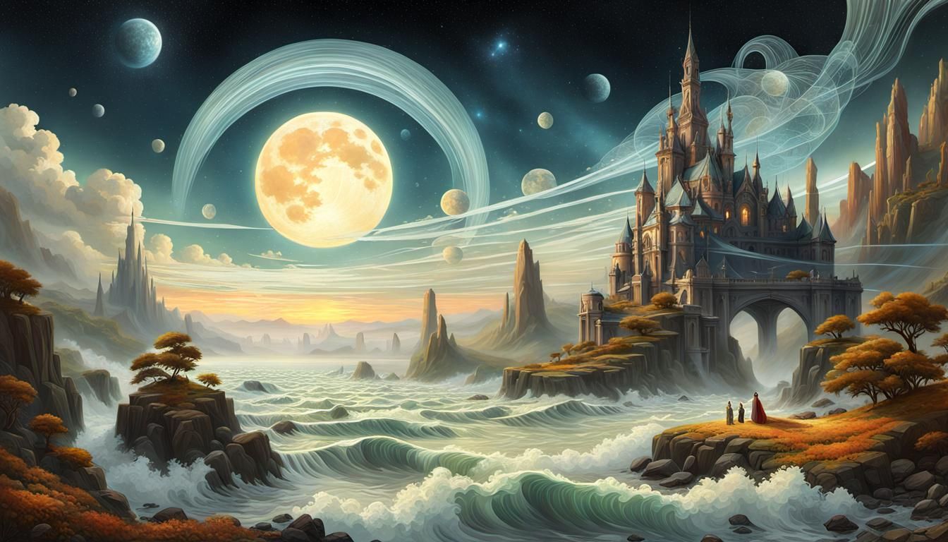 Arcanepunk Fractal Landscape with Early Stars