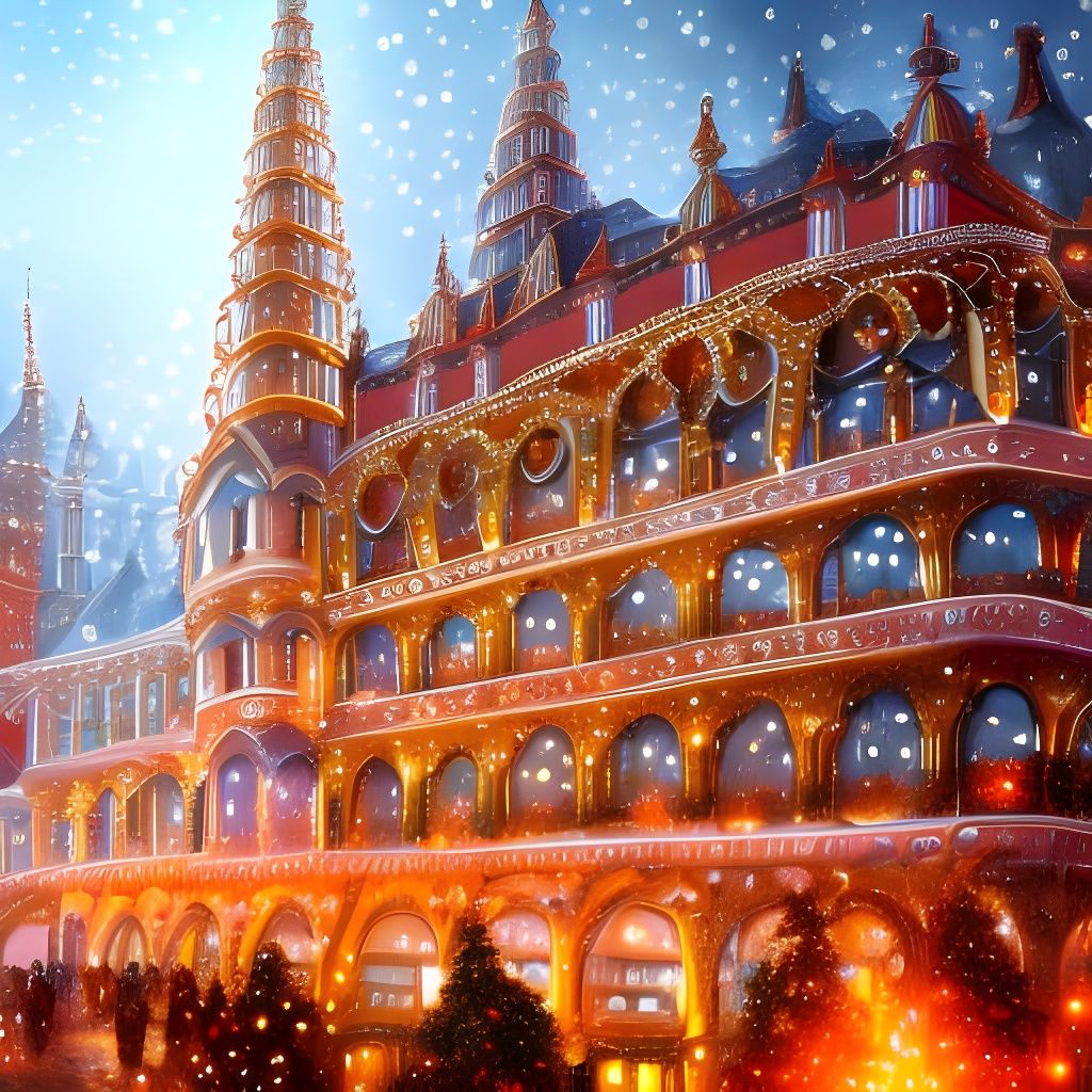 Festive Christmas Hotel: Detailed Matte Painting