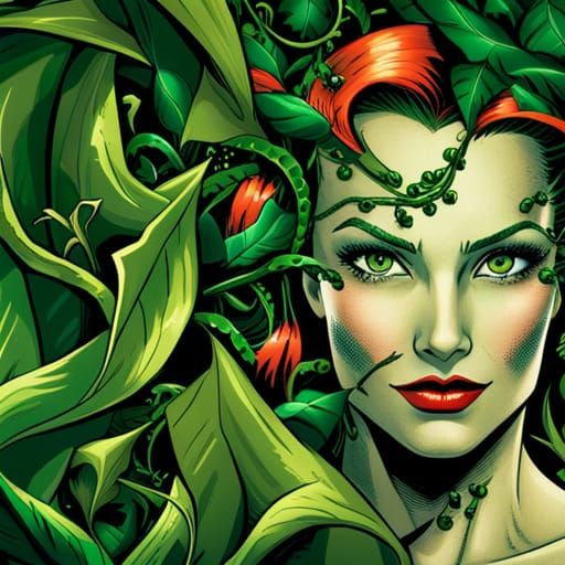Poison Ivy Sprouts Vines in Gotham: Digital Art
